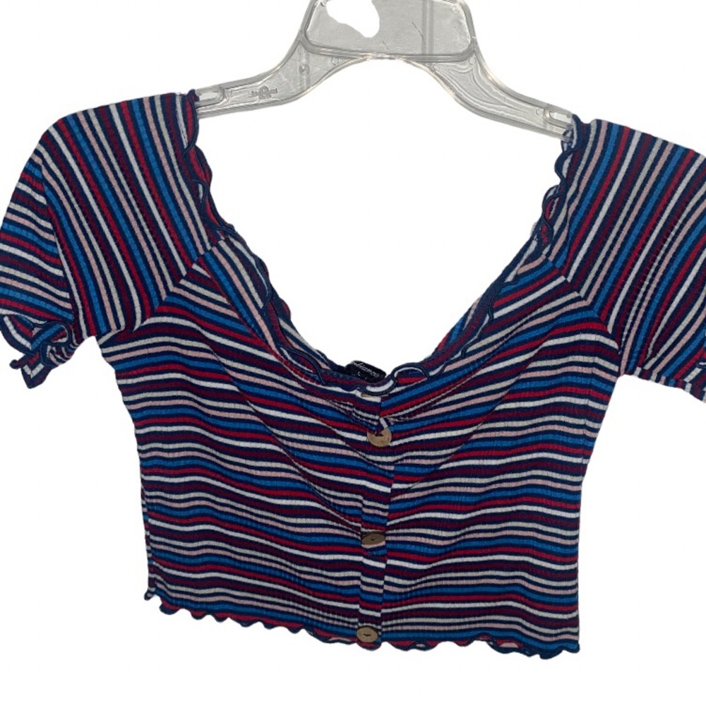 Striped off the shoulder crop top